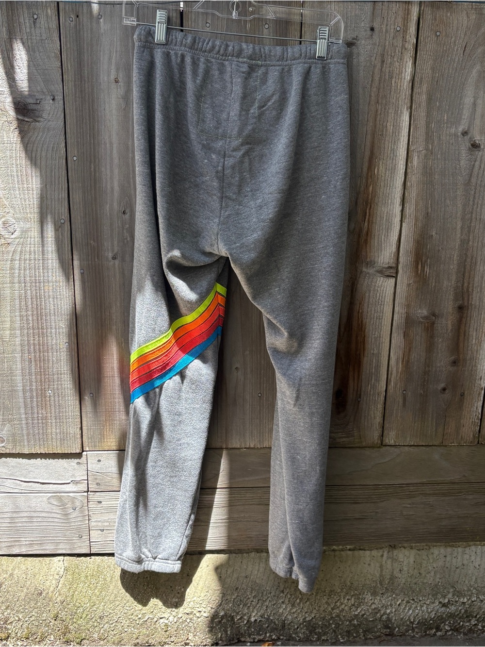 Aviator Nation Gray Joggers with Neon Rainbow Side Stripe - Picture 4 of 10